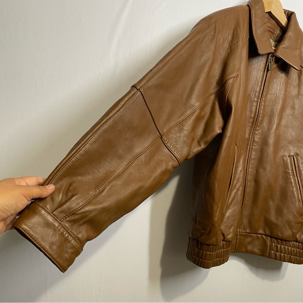 Wilsons Leather Men's Brown Leather Bomber Jacket - Picture 4 of 12